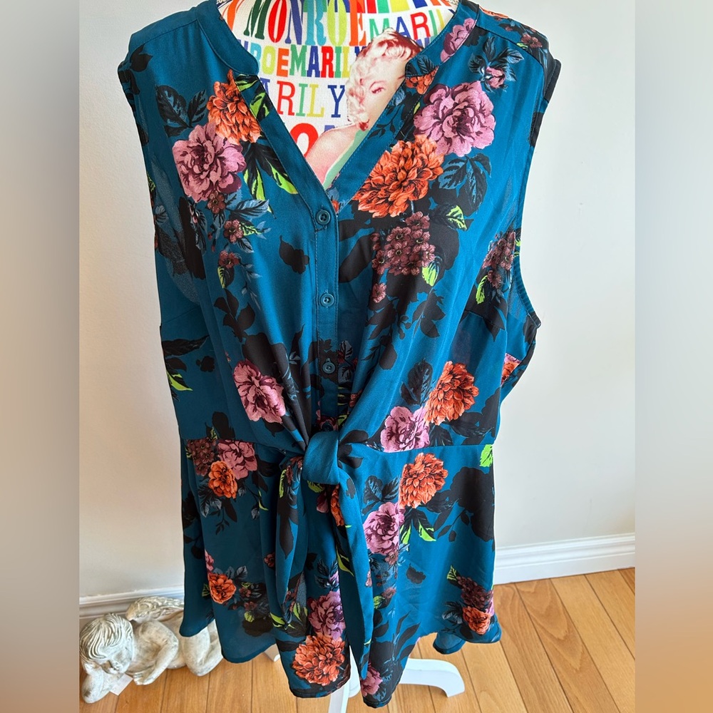 Torrid Teal Floral Top